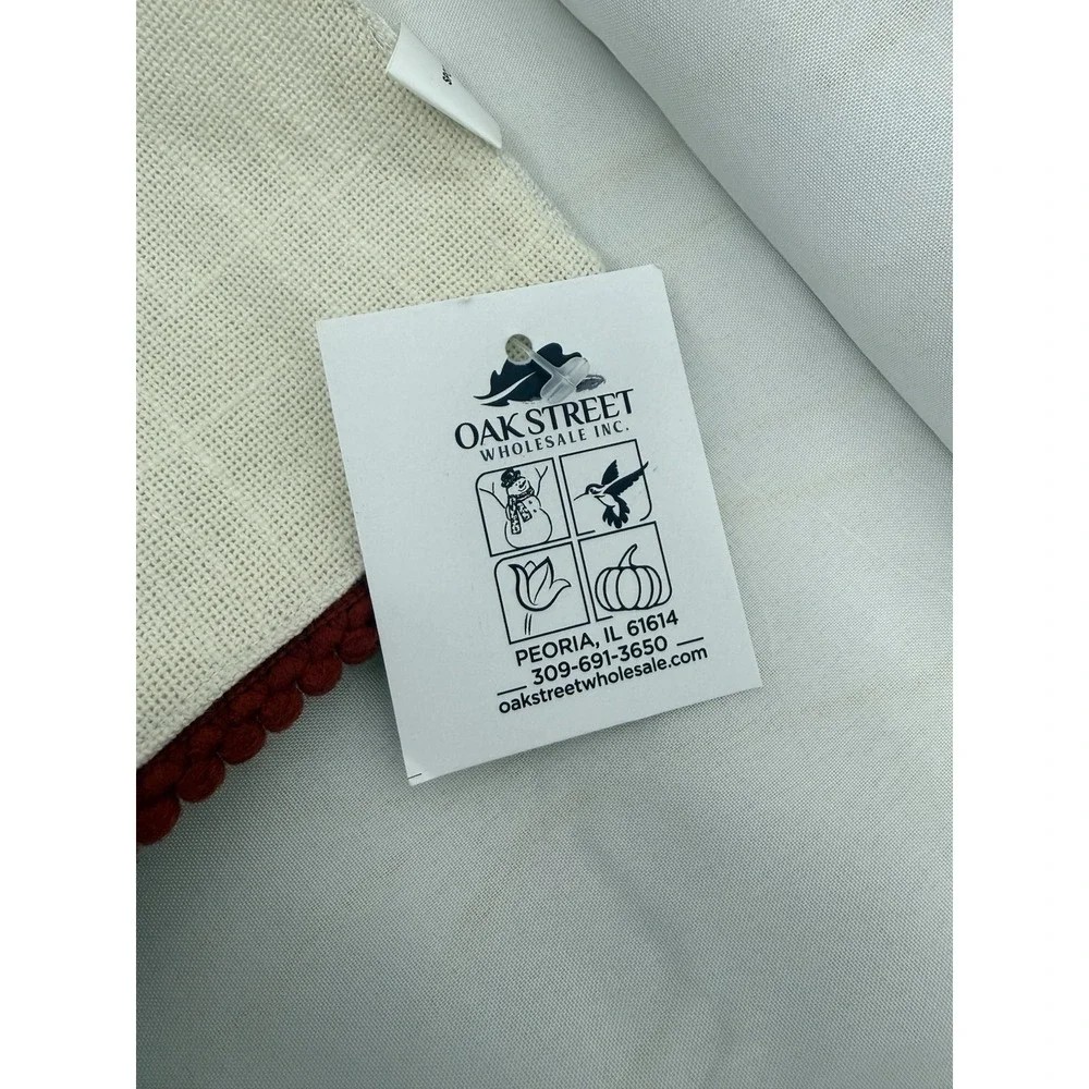 Oak Street Santa Christmas Table Runner 14x56 Cotton Appliqué Pom Pom Trim #3